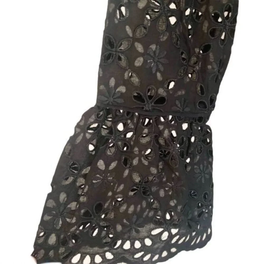 J. Crew Bell sleeve Embroidered Eyelet Dress in Black Size 6 NWT